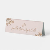 Plaque De Table Hand Drawn Florals Pink Cake Pastry Bakery Counter (Verso)