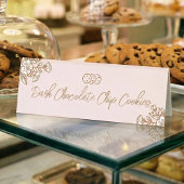 Plaque De Table Hand Drawn Florals Pink Cookie Bakery Counter