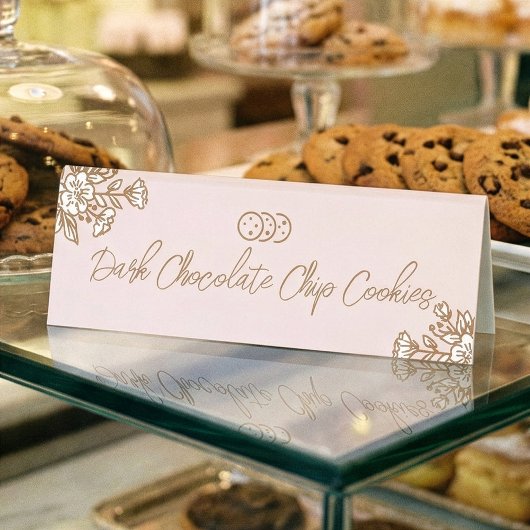 Plaque De Table Hand Drawn Florals Pink Cookie Bakery Counter