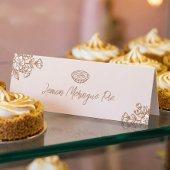 Plaque De Table Hand Drawn Florals Pink Pie Pastry Bakery Counter