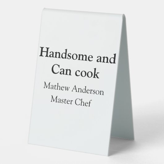 Plaque De Table Handsome et peut cuisiner ajouter nom maître chef  (Verso)