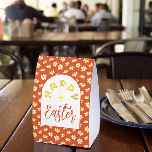 Plaque De Table Happy Easter. Yellow Daffodils Spring Modern. (Insitu (restaurant))