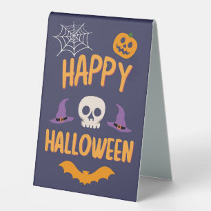 Plaque De Table Happy Halloween éffrayant citrouille chauve-souris