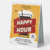 Plaque De Table Happy Hour Drink Beer Ad Bar (Verso)