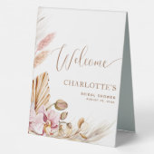 Plaque De Table Herbe de Pampas Florale | AFFICHE DE BIENVENUE WED (Verso)