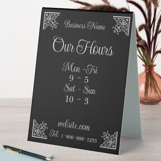 Plaque De Table Heures d'affaires élégantes (En SItu (Tableau))