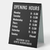 Plaque De Table Heures d'ouverture du magasin (Recto)