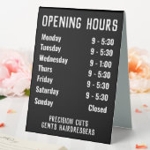 Plaque De Table Heures d'ouverture du magasin (In SItu (Mariage))