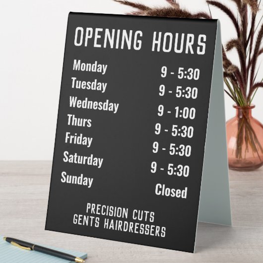 Plaque De Table Heures d'ouverture du magasin (En SItu (Tableau))