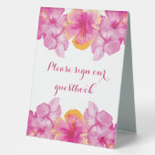 Plaque De Table Hibiscus brossé Mariage floral (Recto)