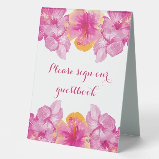 Plaque De Table Hibiscus brossé Mariage floral (Recto)