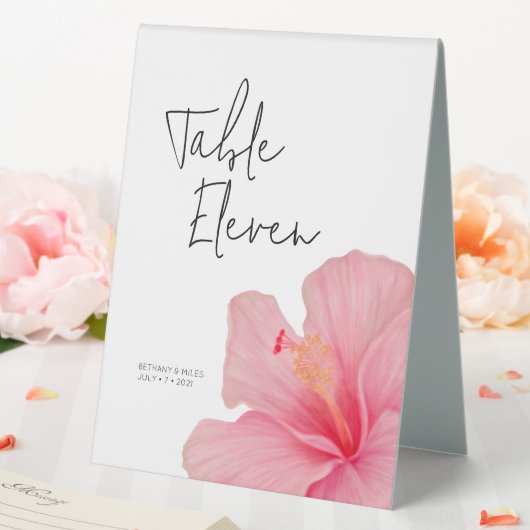 Plaque De Table Hibiscus rose ・ Fleur tropicale ・ Destination (In SItu (Mariage))