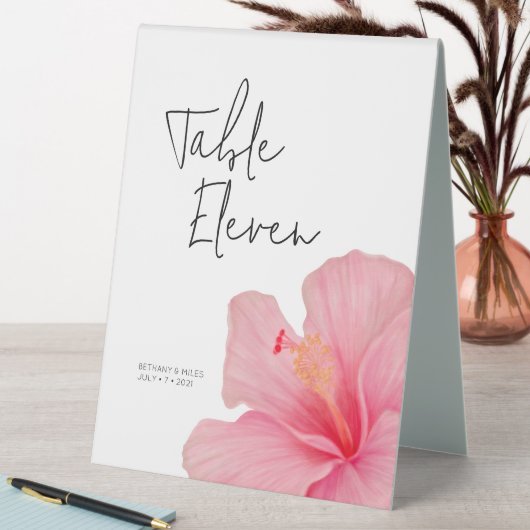 Plaque De Table Hibiscus rose ・ Fleur tropicale ・ Destination (En SItu (Tableau))