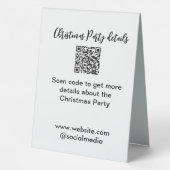 Plaque De Table Holiday party Scan QR code details website social  (Verso)