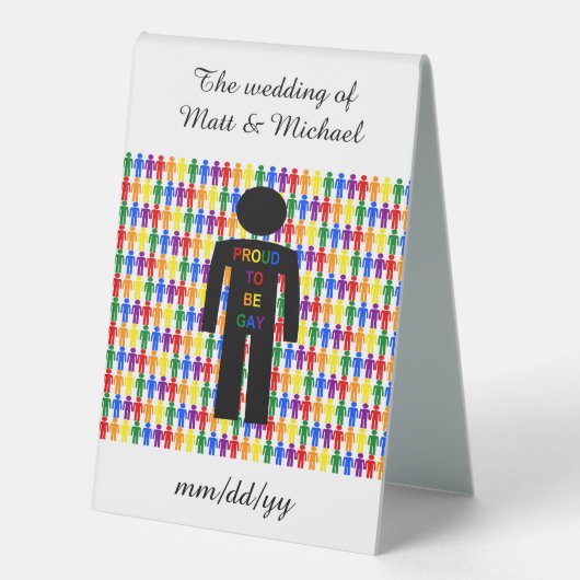 Plaque De Table Hommes gays LGBTQ Silhouette et arc-en-ciel (Recto)