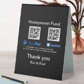 Plaque De Table Honeymoon Fund PayPal Venmo QR code Merci (En SItu (Tableau))