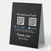 Plaque De Table Honeymoon Fund PayPal Venmo QR code Merci (Verso)