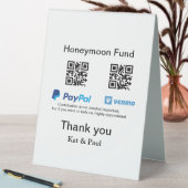 Plaque De Table Honeymoon Fund PayPal Venmo QR code Merci (En SItu (Tableau))