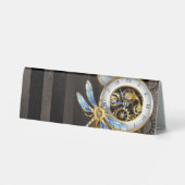 Plaque De Table Horloge à vapeur avec libellule mécanique (Verso)