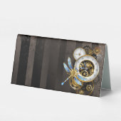 Plaque De Table Horloge à vapeur avec libellule mécanique (Verso)