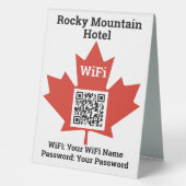 Plaque De Table Hôtel Canadien Wifi Détails Plus Code QR (Recto)