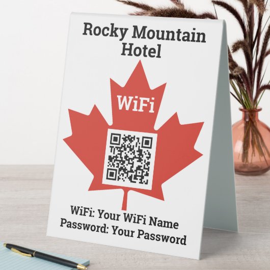 Plaque De Table Hôtel Canadien Wifi Détails Plus Code QR (En SItu (Tableau))