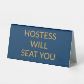 Plaque De Table Hôtesse Bleue Élégante Vous Placera (Recto)