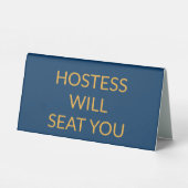 Plaque De Table Hôtesse Bleue Élégante Vous Placera (Verso)