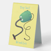 Plaque De Table Humour de dessin animé de l'aspirateur mignon (Verso)