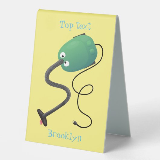 Plaque De Table Humour de dessin animé de l'aspirateur mignon (Recto)