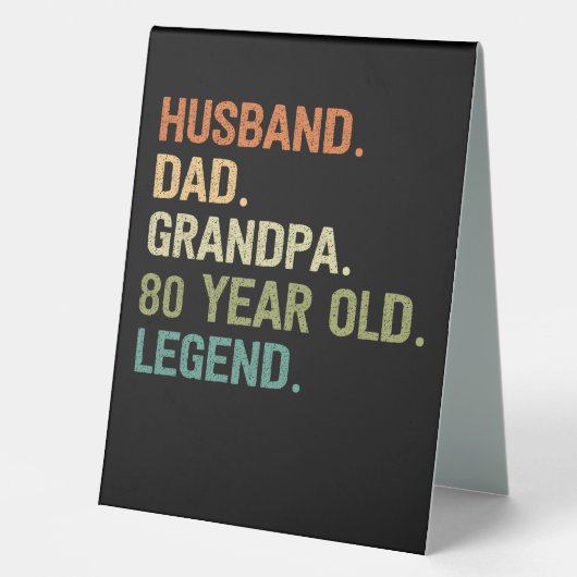 Plaque De Table Husband dad grandpa 80 year old 80th birthday men (Recto)