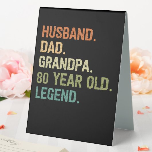 Plaque De Table Husband dad grandpa 80 year old 80th birthday men (In SItu (Mariage))