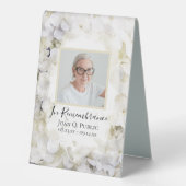 Plaque De Table Hydrangée blanche Aquarelle Célébration de la vie (Recto)