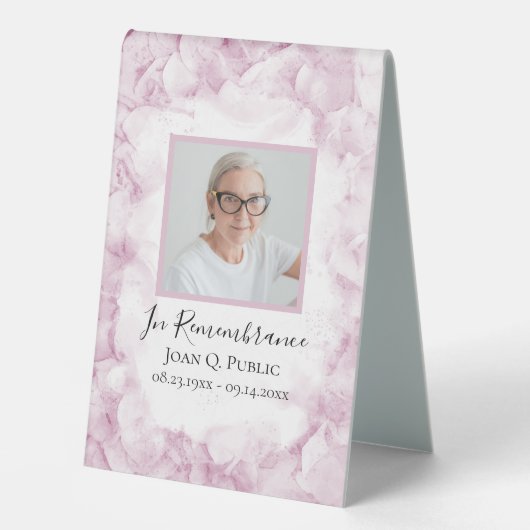 Plaque De Table Hydrangée rose Aquarelle Célébration de la vie (Recto)