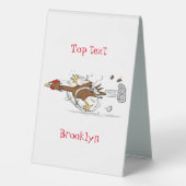Plaque De Table Illustration amusante de poulet cool (Verso)