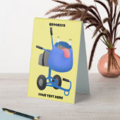 Plaque De Table Illustration amusante du mélangeur de ciment bleu (En SItu (Tableau))