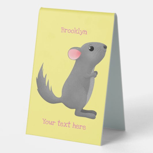 Plaque De Table Illustration de chinchilla gris mignon (Verso)