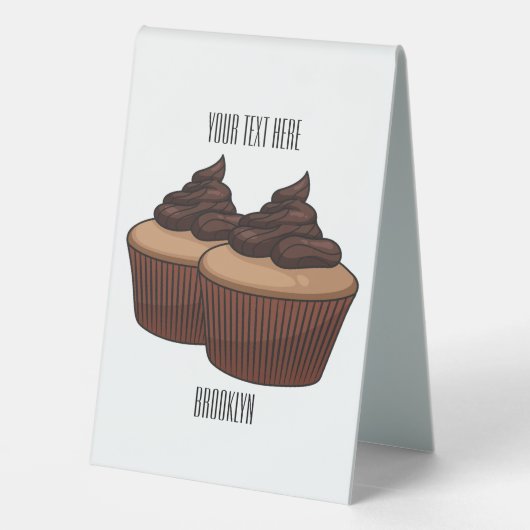 Plaque De Table Illustration de Cupcake (Verso)