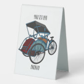 Plaque De Table Illustration de cyclo-pousse (Verso)