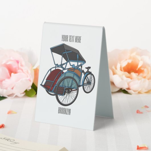 Plaque De Table Illustration de cyclo-pousse (In SItu (Mariage))