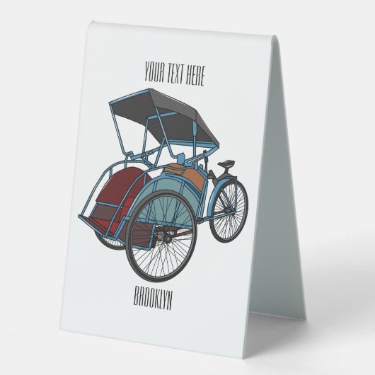 Plaque De Table Illustration de cyclo-pousse (Recto)