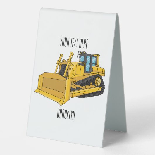 Plaque De Table Illustration de dessin animé Bulldozer (Verso)