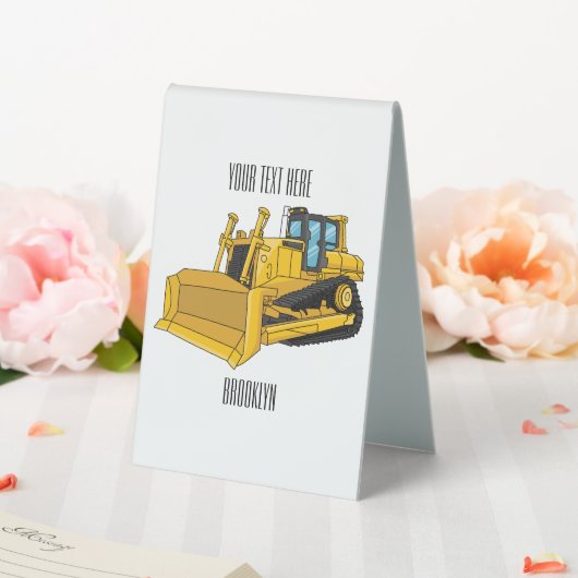 Plaque De Table Illustration de dessin animé Bulldozer (In SItu (Mariage))