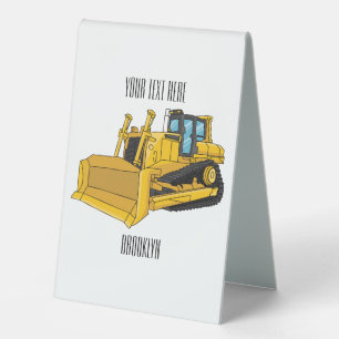 Plaque De Table Illustration de dessin animé Bulldozer