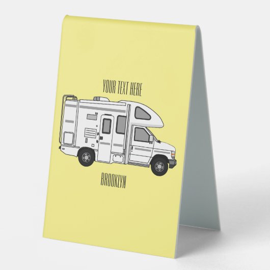 Plaque De Table Illustration de dessin animé Campervan (Recto)