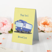 Plaque De Table Illustration de dessin animé d'un bus moderne bleu (In SItu (Mariage))
