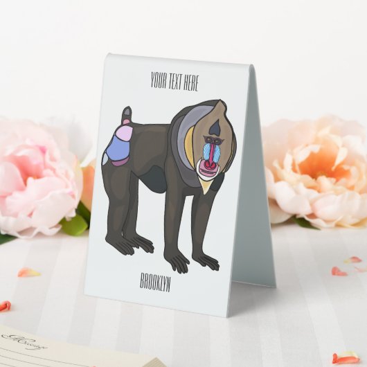 Plaque De Table Illustration de dessin animé Mandrill (In SItu (Mariage))