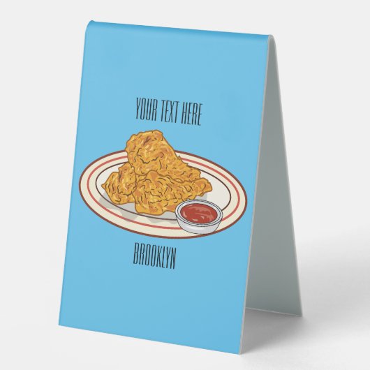 Plaque De Table Illustration de dessin animé sur le poulet frit (Recto)