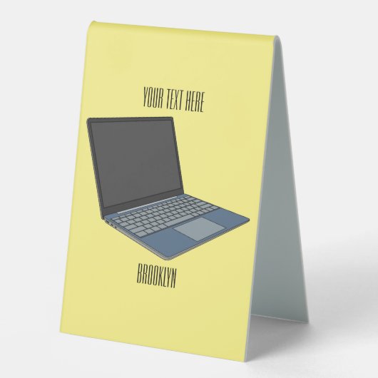 Plaque De Table Illustration de dessin sur ordinateur portable (Recto)