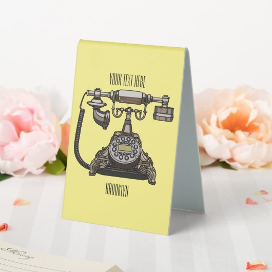 Plaque De Table Illustration de dessin téléphonique (In SItu (Mariage))